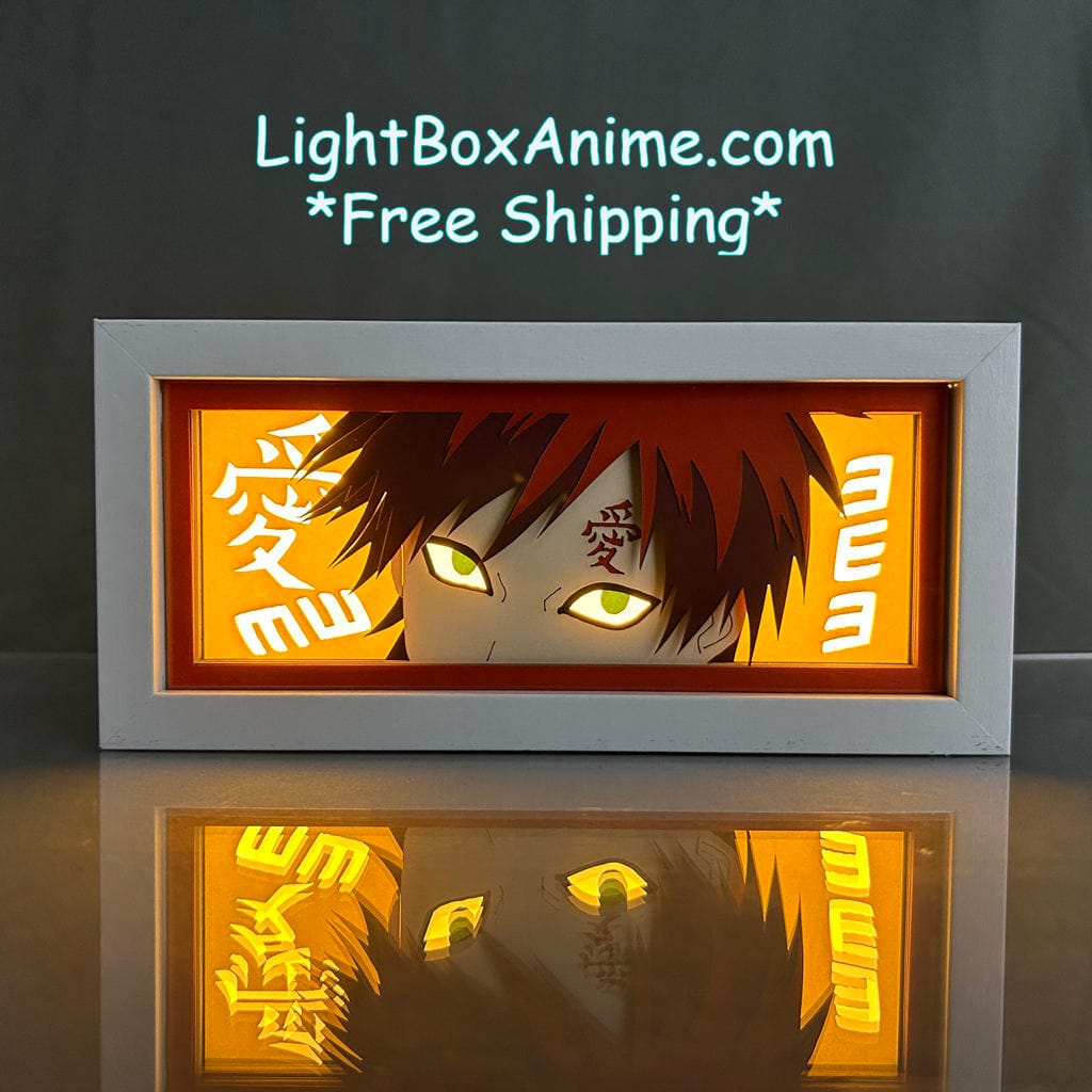 Naruto Gaara Anime Light Box - 3D LED Night Light, Gift for Naruto Fans